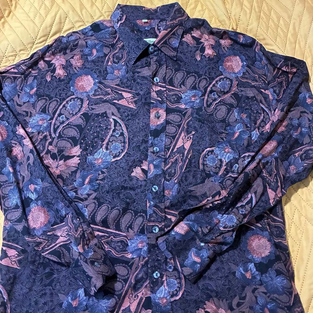 Bresciani Made in Italy Floral Paisley Button Down Shirt Size L